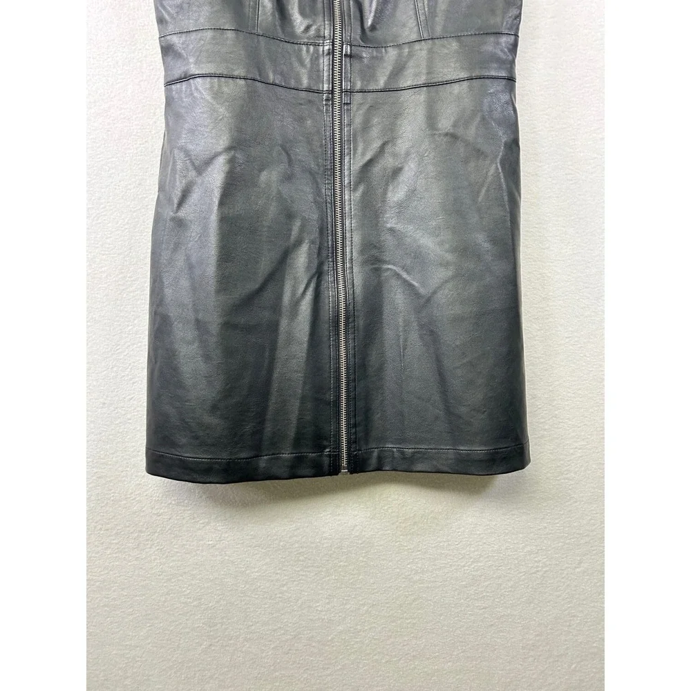 Wild‎ Fable Black Faux Leather Zip Front Pinafore Mini Dress Women's Size S - Picture 9 of 10